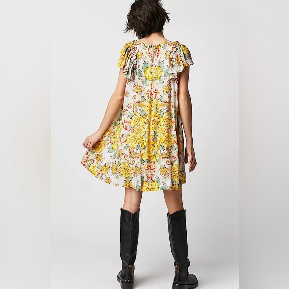 Free People Yara Printed Mini Dress In Tea Combo Ivory